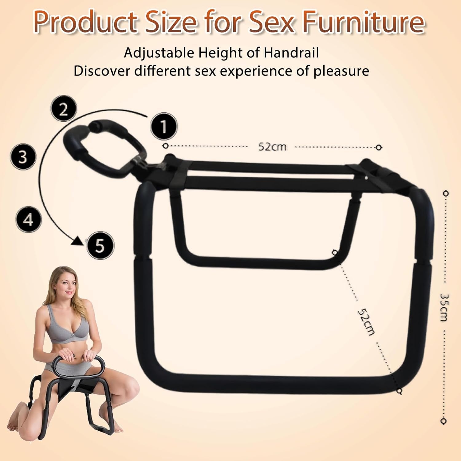 Multifunctional Sex Position Enhancer Chair BDSM Toy Sex Bench with with Adjustable Handrail & Bouncing Mount Seat, Weightless Riding Sex Stool for Couples Adult Novelty Sex Toys - SinfulX - 
