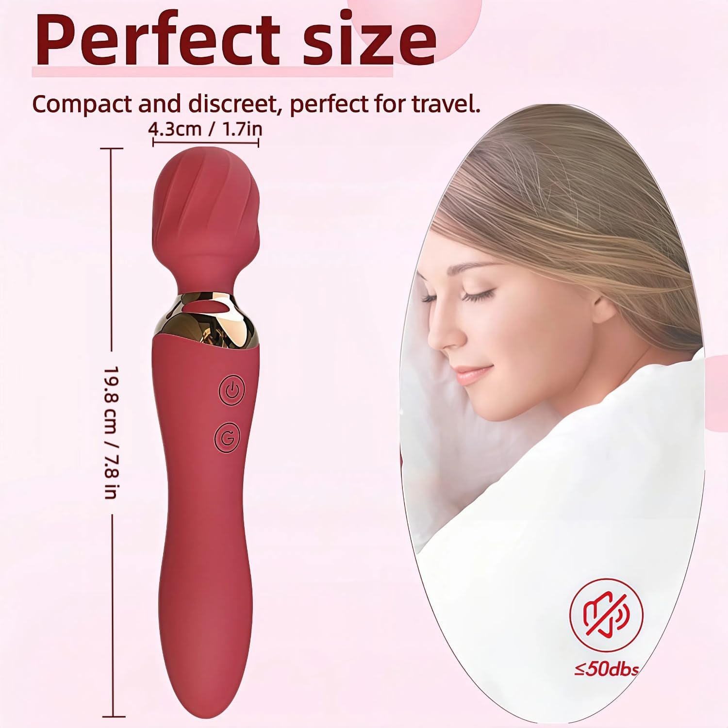 2-In-1 Wand Massager for Women Rechargeable Waterproof Quiet Vibrator with 12 Speeds Powerful Clit Stimulator, G Spot Vibrating Dildo Adult Sex Toy for Personal Couples Pleasure and Travel