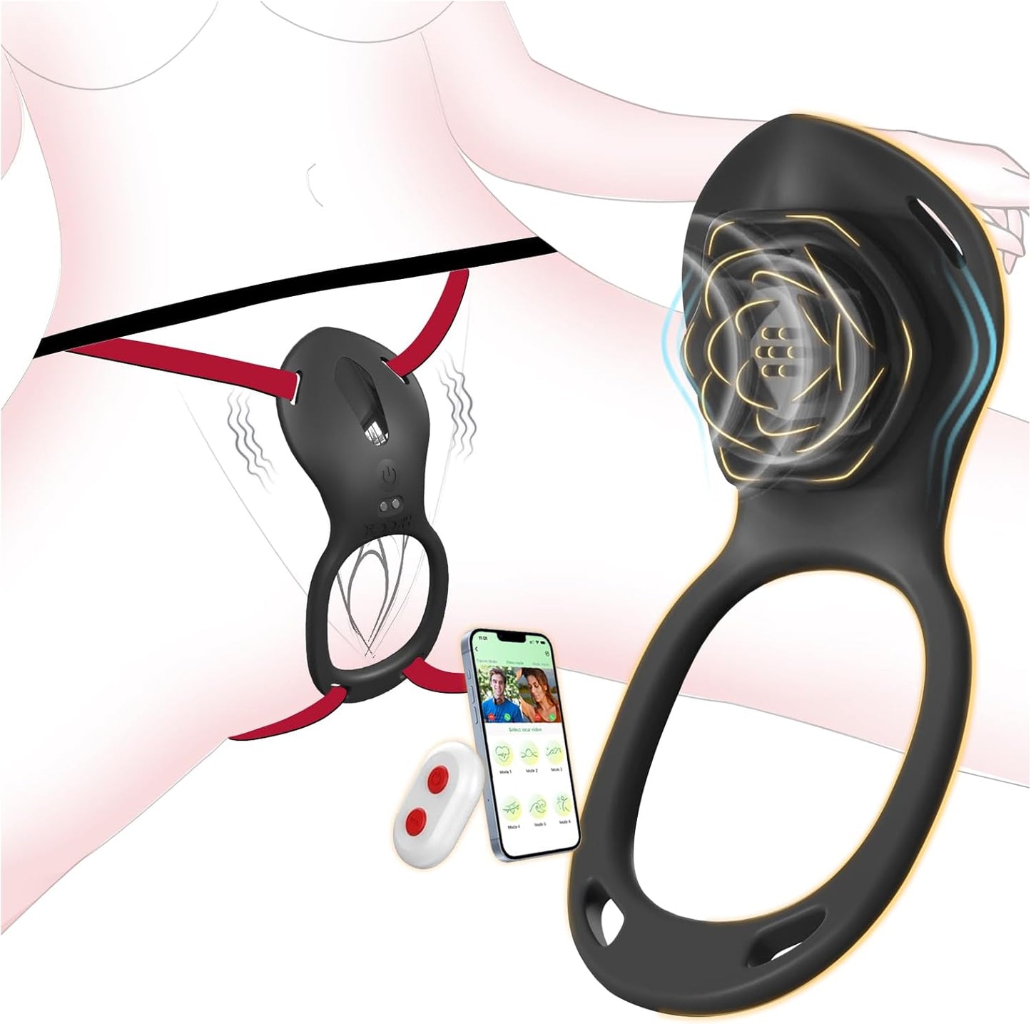 SilentBloom Wearable Clit Vibrator App Remote Quiet Waterproof - SinfulX - Personal Care > Sexual Wellness > Couples Cock Ring