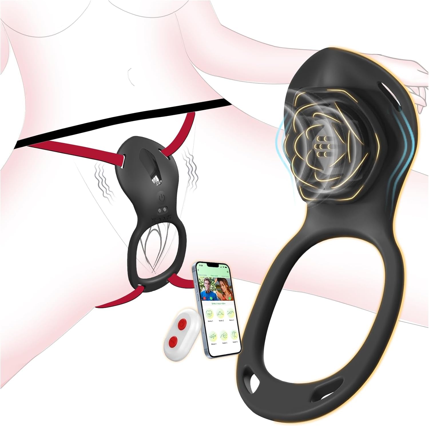 SilentBloom Wearable Clit Vibrator App Remote Quiet Waterproof - SinfulX - Personal Care > Sexual Wellness > Couples Cock Ring