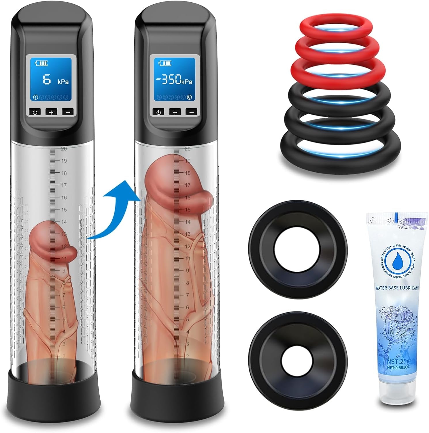 Male Electric Penis Vacuum Pump - Penis Enlargement Extend Pump with 6 Suction Modes, Penis Pump Bigger Longer Stronger Erections, Rechargeable & LED Screen Adult Sex Toys for Men - SinfulX - 