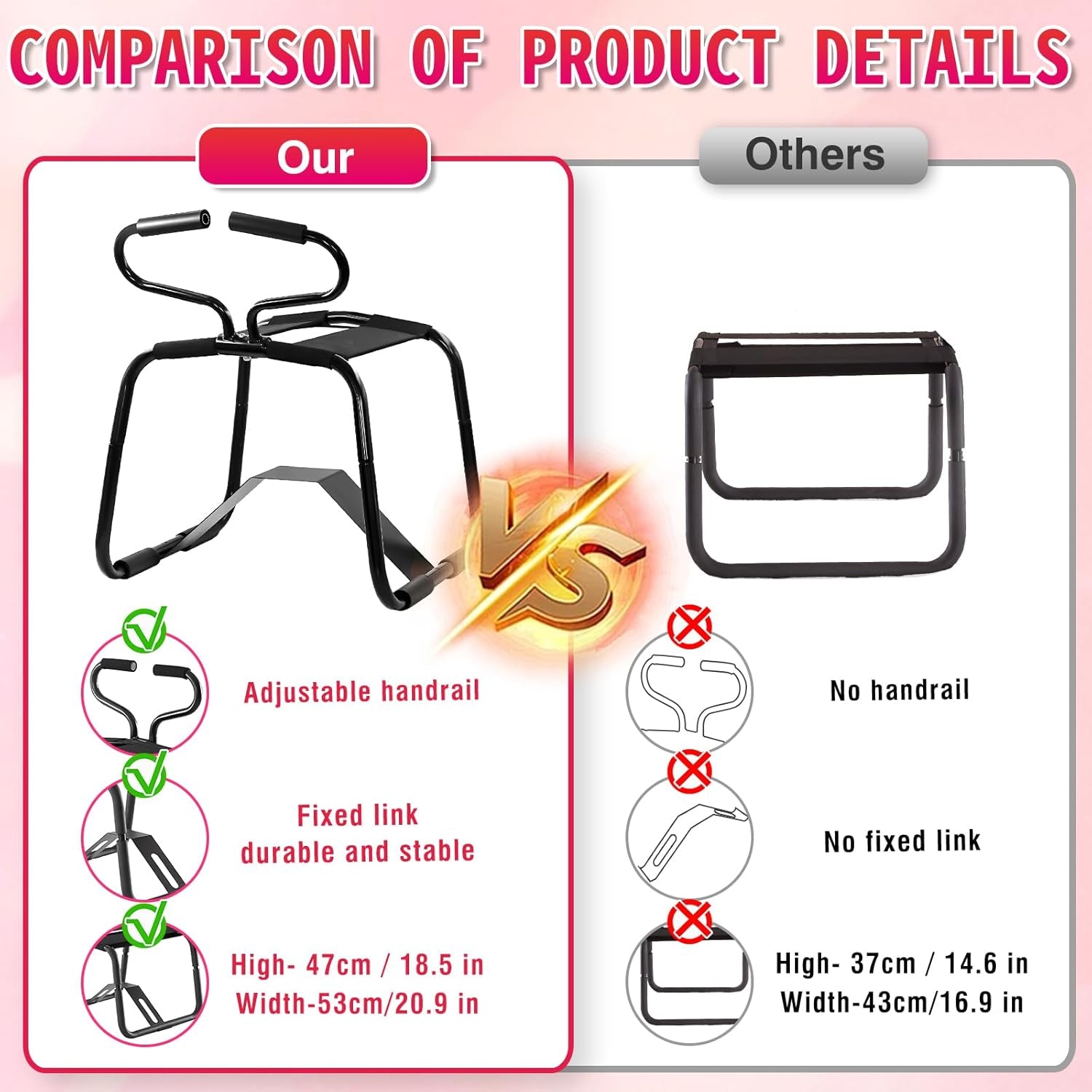 Multifunctional Sex Chair – Position Enhancer with Sturdy Handrail for Couples' Pleasure - SinfulX - 