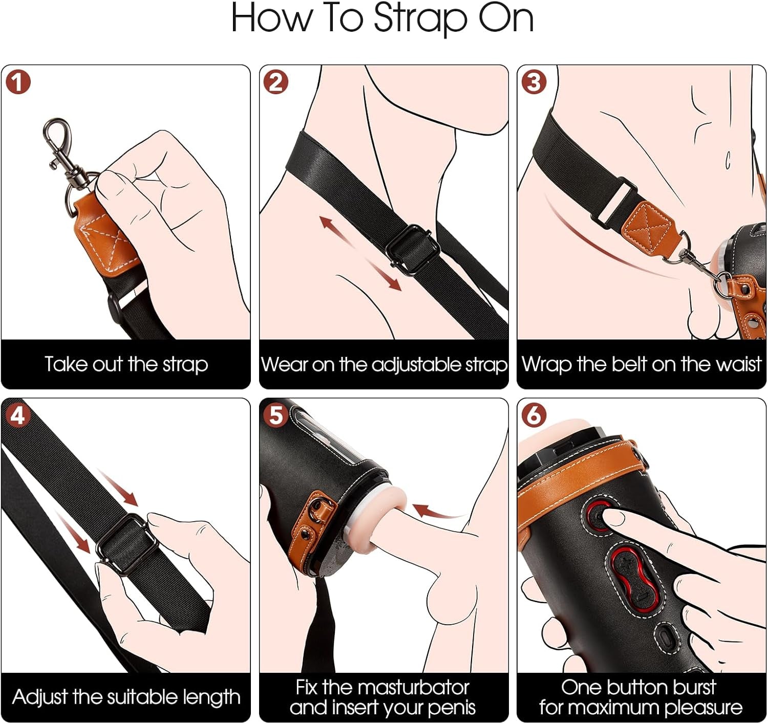 Automatic Male Masturbator Sex Toys - Hands Free Visible Pocket Pussy with 10 Thrusting & 2 Realistic Sleeves & Wearable Strap Adult Toy Blowjob Machine for Men Pleasure | 50Db Quiet - SinfulX - 