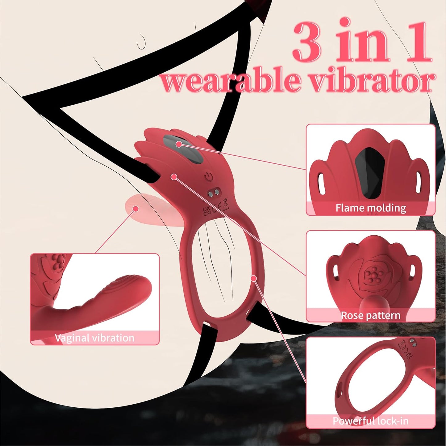 RougeFlex Wearable Cock Ring Clit Stimulator App 9 Modes - SinfulX - Personal Care > Sexual Wellness > Couples Cock Ring