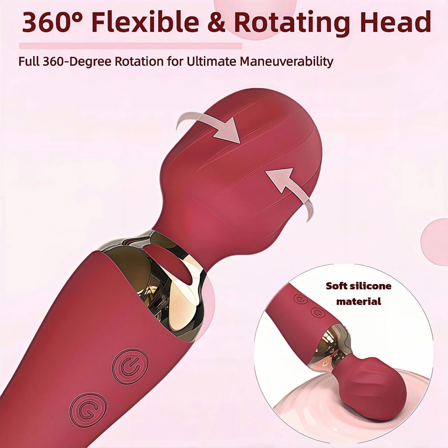 2-In-1 Wand Massager for Women Rechargeable Waterproof Quiet Vibrator with 12 Speeds Powerful Clit Stimulator, G Spot Vibrating Dildo Adult Sex Toy for Personal Couples Pleasure and Travel