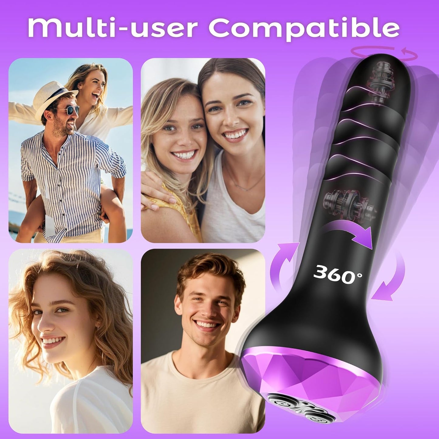 Vibrating Butt Plug Anal Toys, Prostate Massager with 10 Vibrating & Rotating Modes, Beginner - Friendly Anal Plug Sex Toys for Men & Women, 2 Motors Anal Dildo & G - Spot Vibrator Anal Beads Adult Toys - SinfulX - 