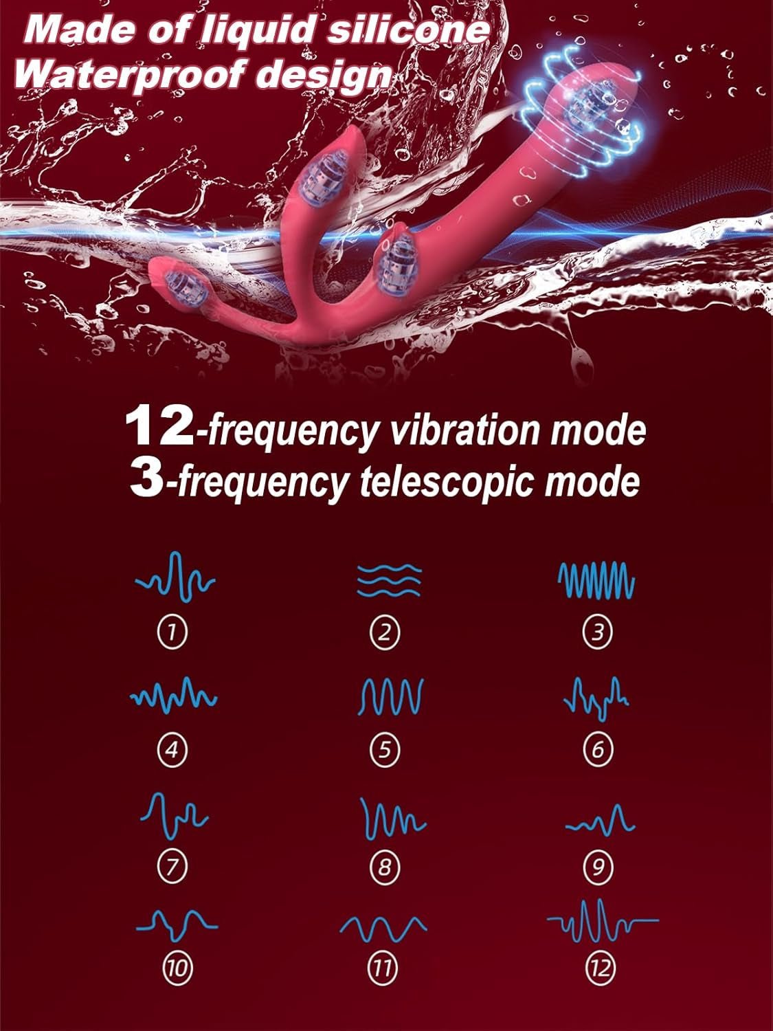 QuadSync Triple Head Strapless Strap On Vibrator - SinfulX - Personal Care > Sexual Wellness > Strapless Strap - On