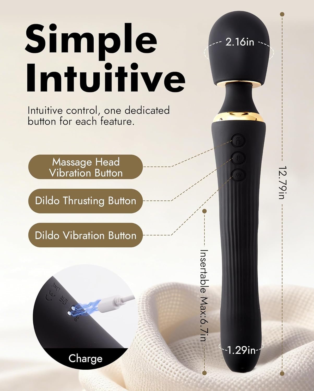 DualNova App Control Thrusting Wand Vibrator Dual Motor - SinfulX - Personal Care > Sexual Wellness > Wand Vibrator