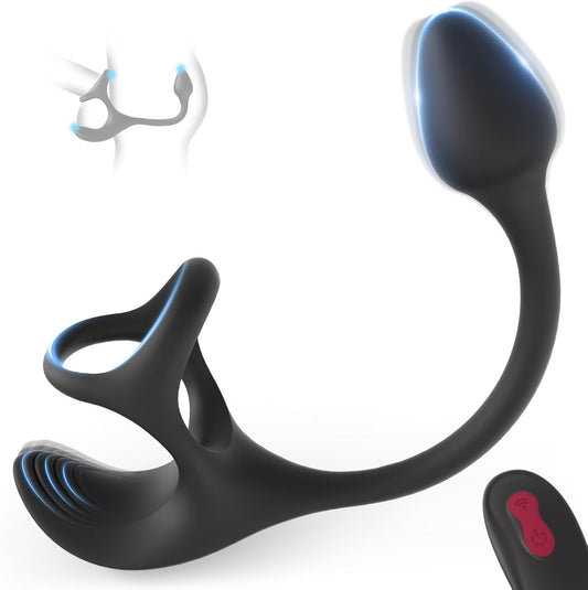 SilentPulse Prostate Massager Cock Ring 9 Modes Remote Quiet - SinfulX - Personal Care > Sexual Wellness > Prostate Massager Cock Ring