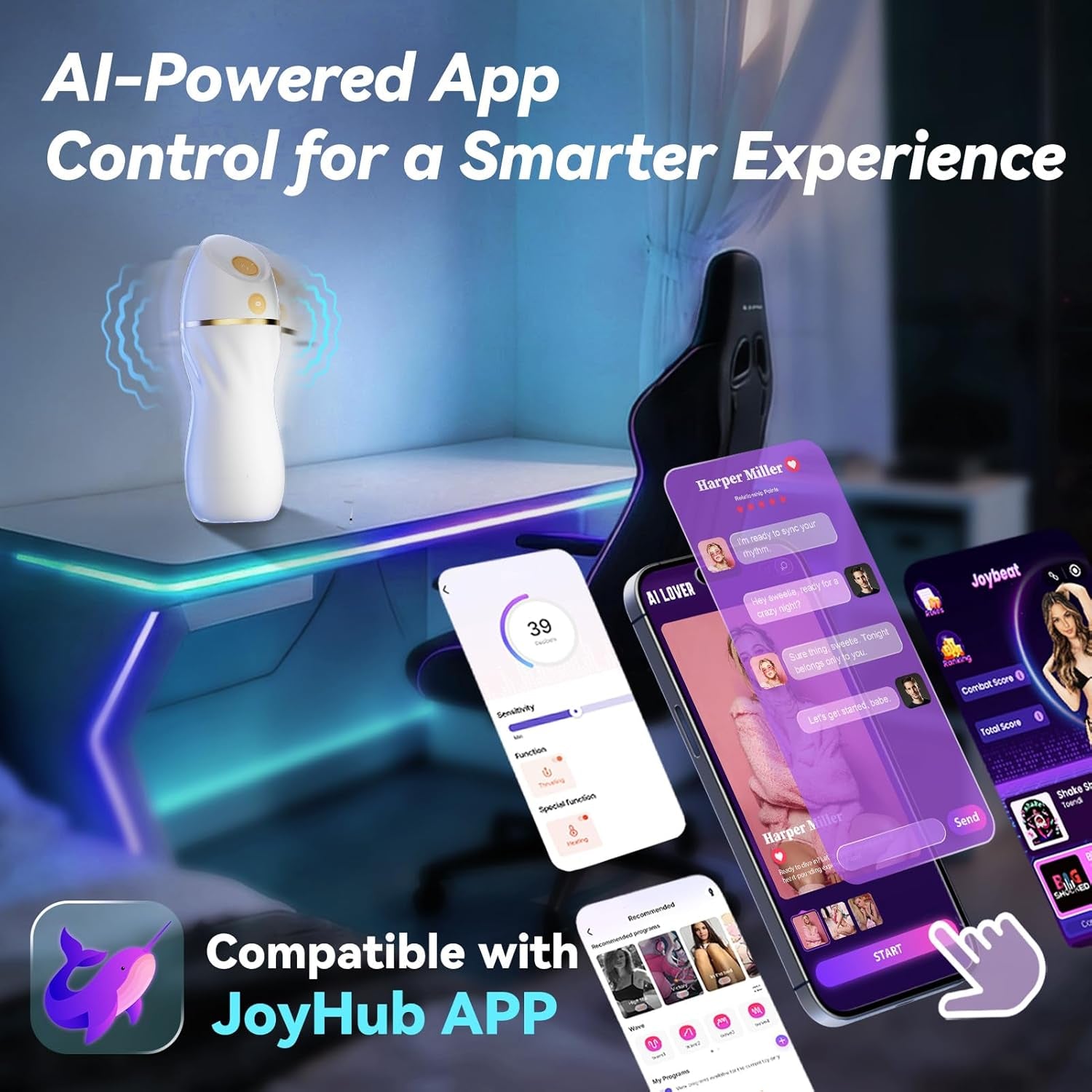 AI Interactive Sucking Male Masturbators - 7 Vibration & Suction Hands Free Pocket Pussy Male Stroker with 3D Realistic Textured, Blowjob Toy Penis Pump Adult Male Sex Toys for Men Sex Machine - SinfulX - 