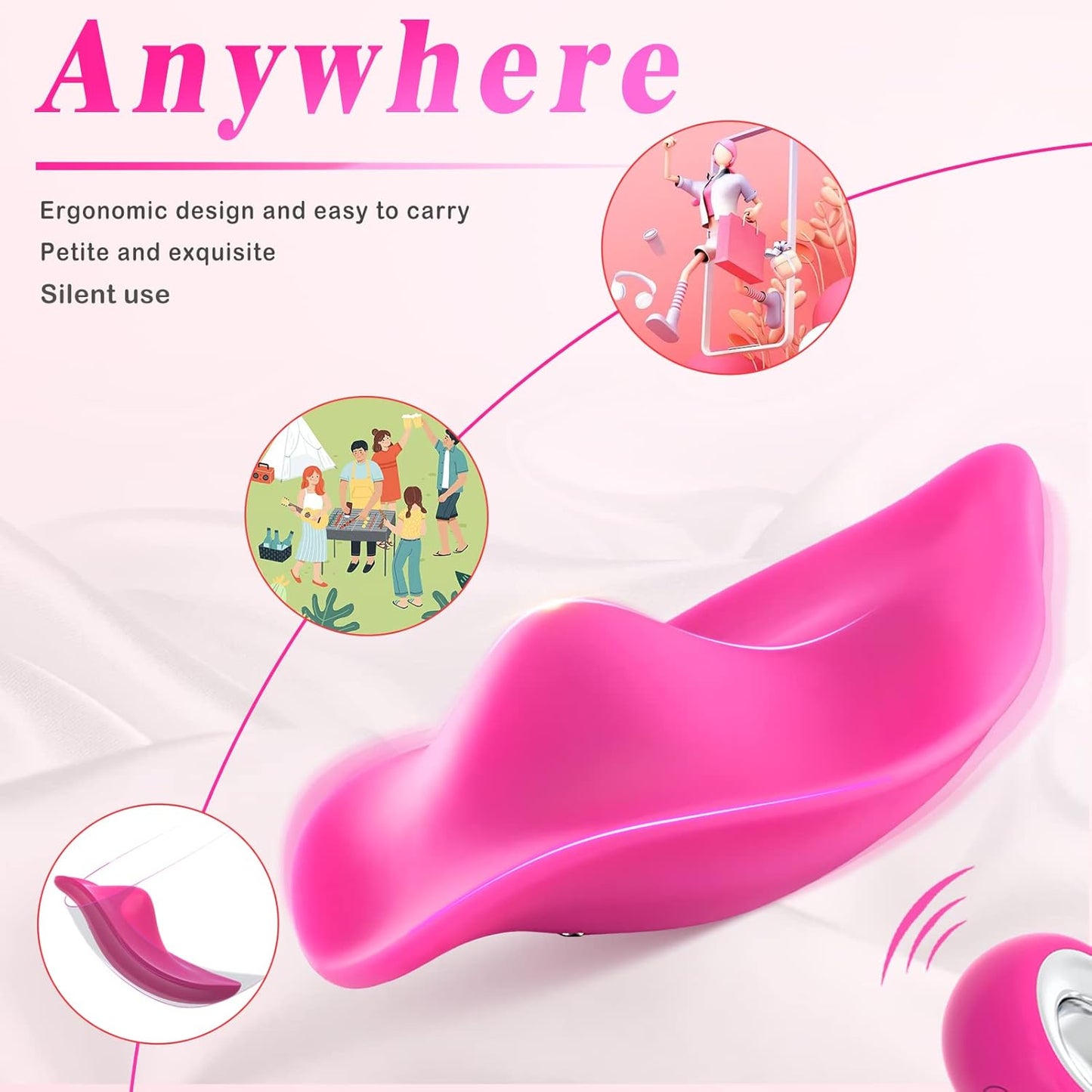 RoseWhisper Wearable Panty Vibrator Remote 12 Modes - SinfulX - Personal Care > Sexual Wellness > Panty Vibrator