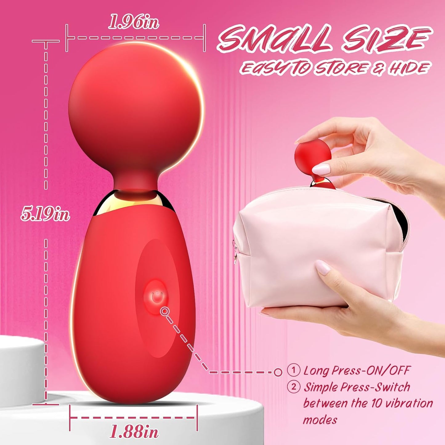 Vibrator Wand Sex Toys Women, Mini Vibrator Clitoral Stimulator with 10 Vibration Modes, Adult Toys for Women Vibrating Wand Massager, Vibrators Waterproof Female Sex Toys Adult Sex Toys & Games