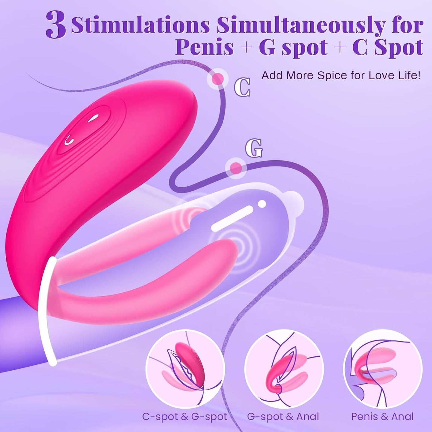 Wearable Remote Control Vibrator -  Adult Sex Toys for Women Couples Female Sex Toy G Spot Vibrators Clitoral Penis Vibrator with 10 Powerful Vibrating Double-Ended Dildos Vibrating Panties