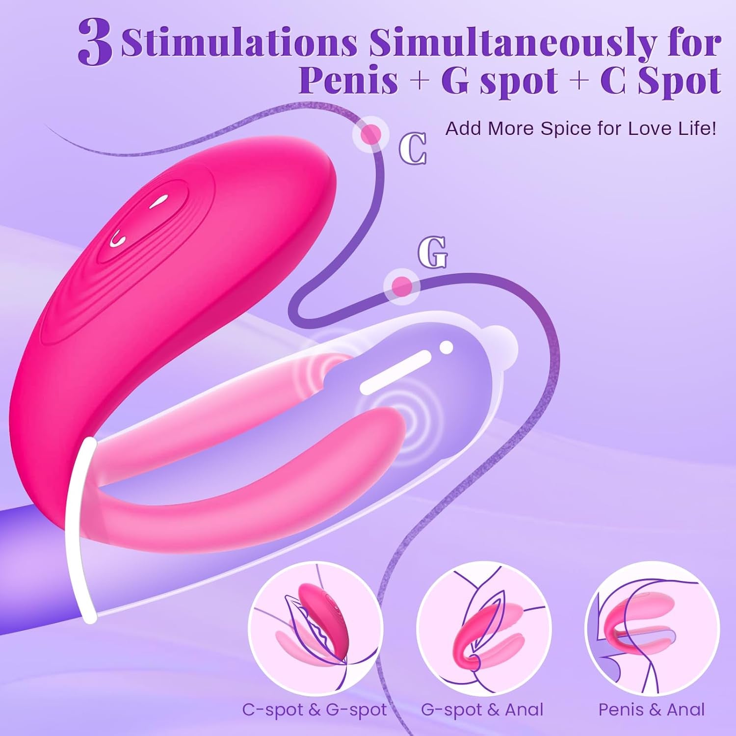 Wearable Remote Control Vibrator -  Adult Sex Toys for Women Couples Female Sex Toy G Spot Vibrators Clitoral Penis Vibrator with 10 Powerful Vibrating Double-Ended Dildos Vibrating Panties