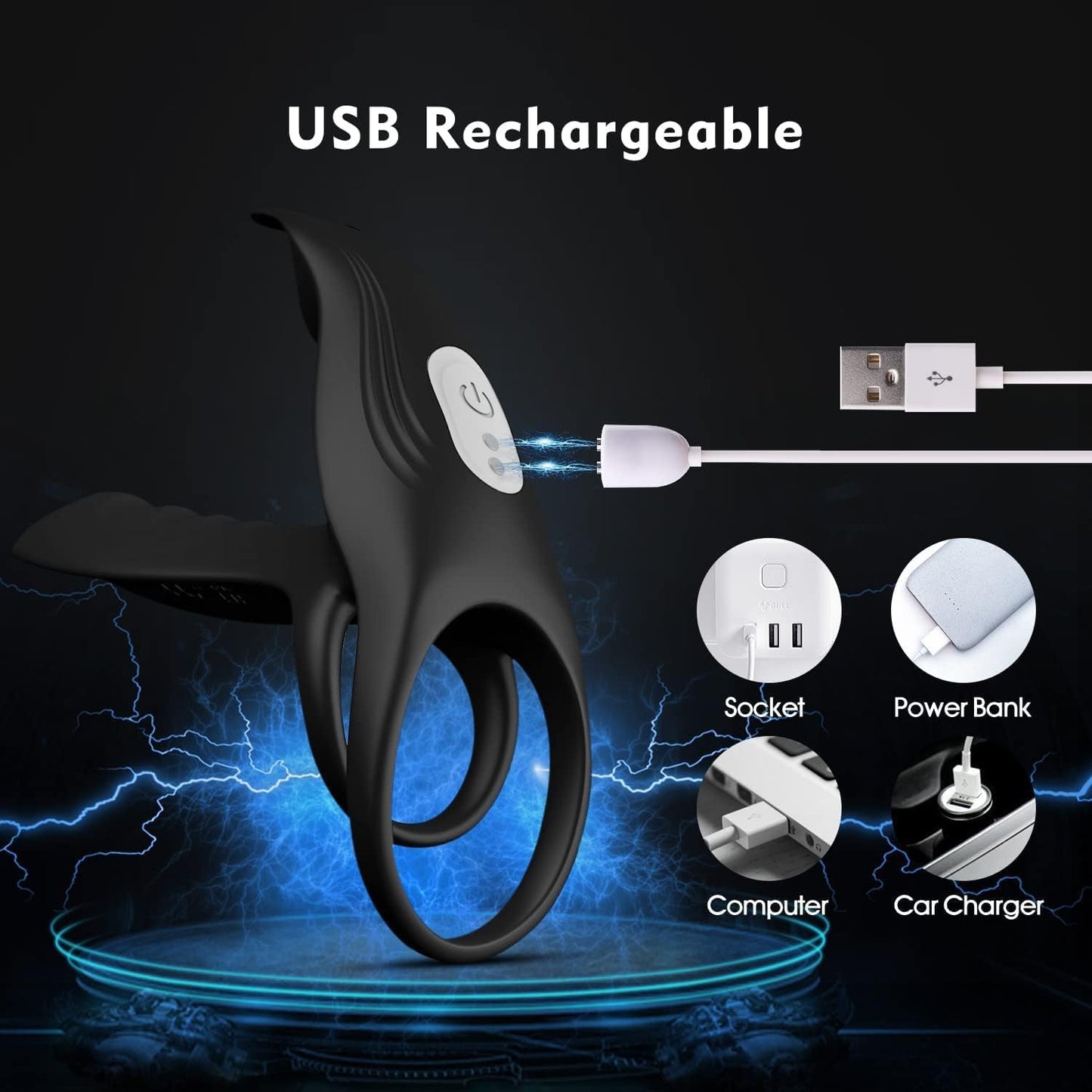SyncDriveX Cock Ring Clit Stimulator Remote 10 Modes Waterproof - SinfulX - Personal Care > Sexual Wellness > Couples Cock Ring