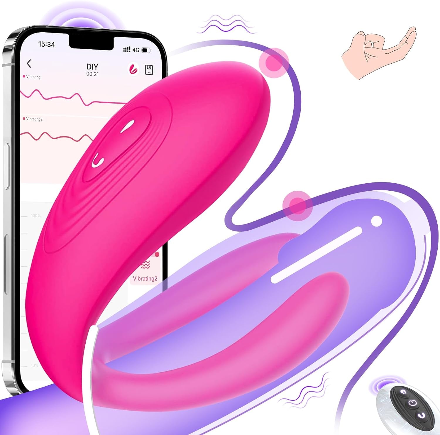 Wearable Remote Control Vibrator -  Adult Sex Toys for Women Couples Female Sex Toy G Spot Vibrators Clitoral Penis Vibrator with 10 Powerful Vibrating Double-Ended Dildos Vibrating Panties