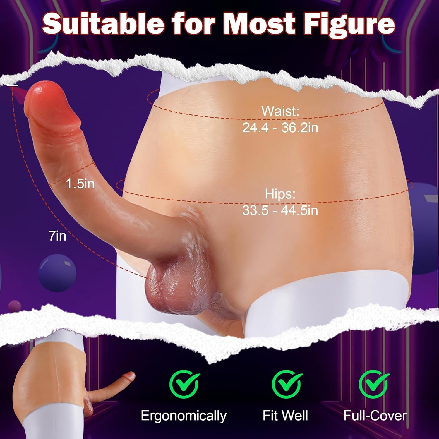 Realistic Strap on Dildo Harness Dildos Panties, Silicone Wearable Dildo Underwear Lesbian Sex Toys, Transgender Clothing Strapon with 7" Solid Dick, Strapless Dildos Pegging Toys for Women & Couple - SinfulX - 