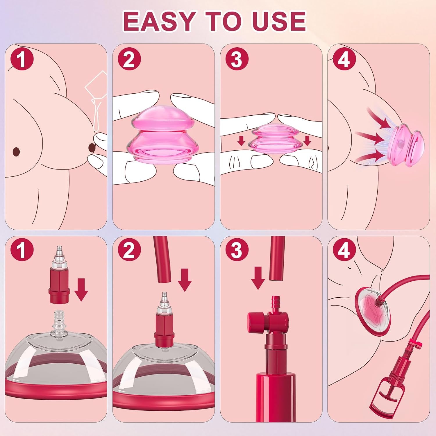 LushReverie Pussy Pump & Nipple Sucker Set | 4 Suction Cups