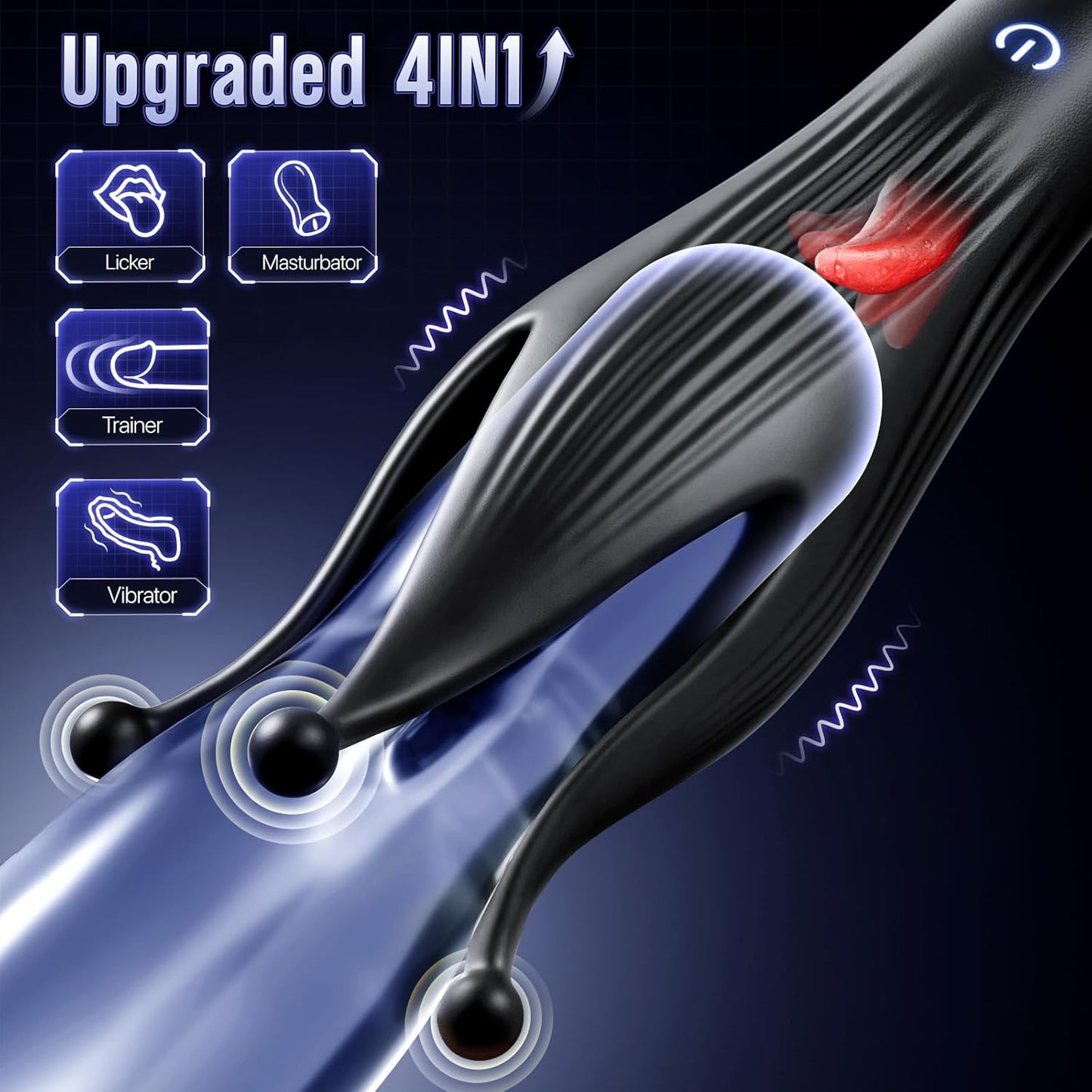 Male Sex Toy Penis Vibrator - Male Masturbator Sex Toys for Men Stroker with 10 Licking & Vibrating for Glans Nipple 360° Wrapped Stimulation, Tentacle Vibrator Adult Toy Edible Items - SinfulX - 