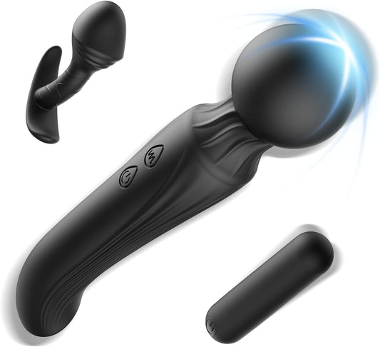 Wand Vibrator Massager & Bullet Vibrator & Anal Plug Set | Powerful Vibrator for Couple with 7 Vibration Modes | Adult Toys for Clitoral Anal Stimulation | Sex Toys for Beginner Women and Couple