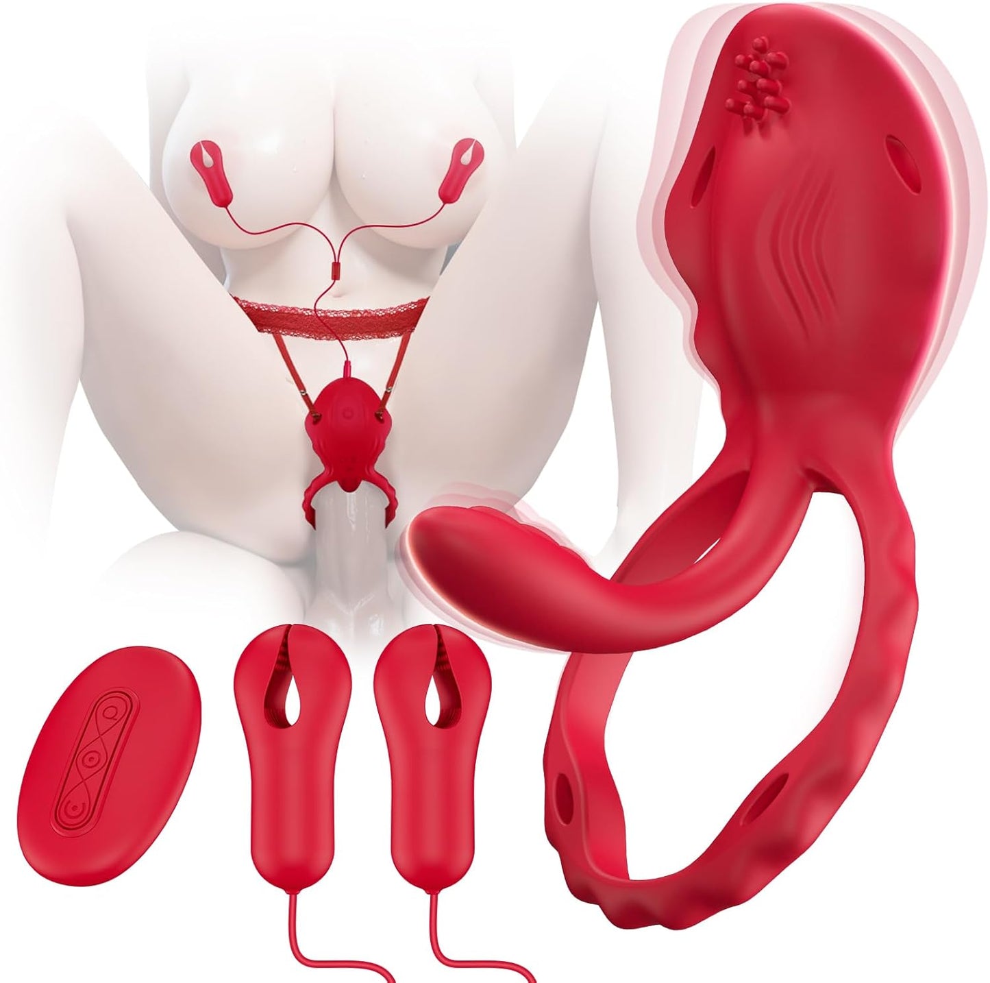 Vibrating Panties Nipple Clamps Vibrator - Couples Sex Toys Vibrators Remote Control Vibrator Rose Sex Toy Vibrating Cock Ring with 10 Vibration Modes - Bondage Nipple Toys Sex Toy Adult Toys
