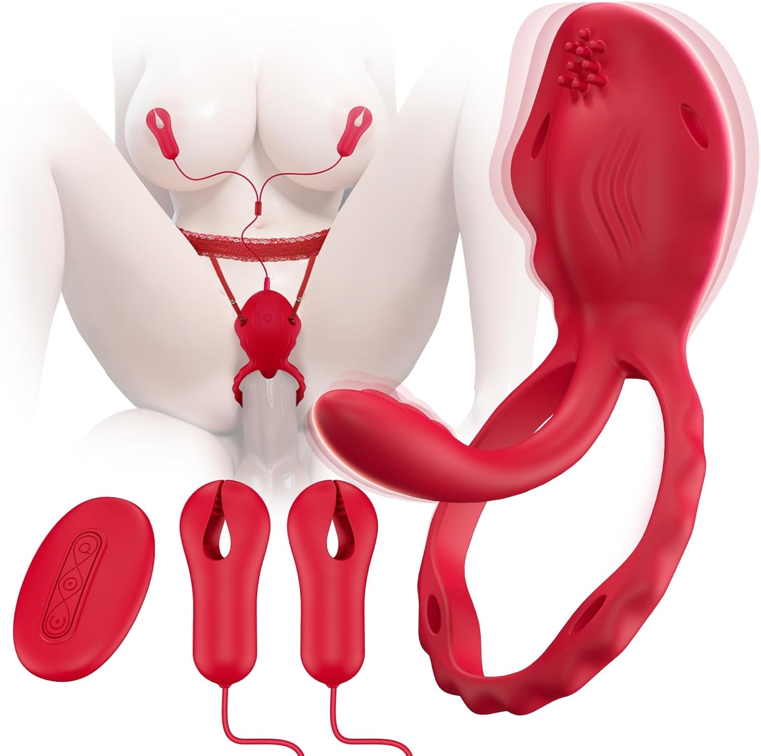 Vibrating Panties Nipple Clamps Vibrator - Couples Sex Toys Vibrators Remote Control Vibrator Rose Sex Toy Vibrating Cock Ring with 10 Vibration Modes - Bondage Nipple Toys Sex Toy Adult Toys