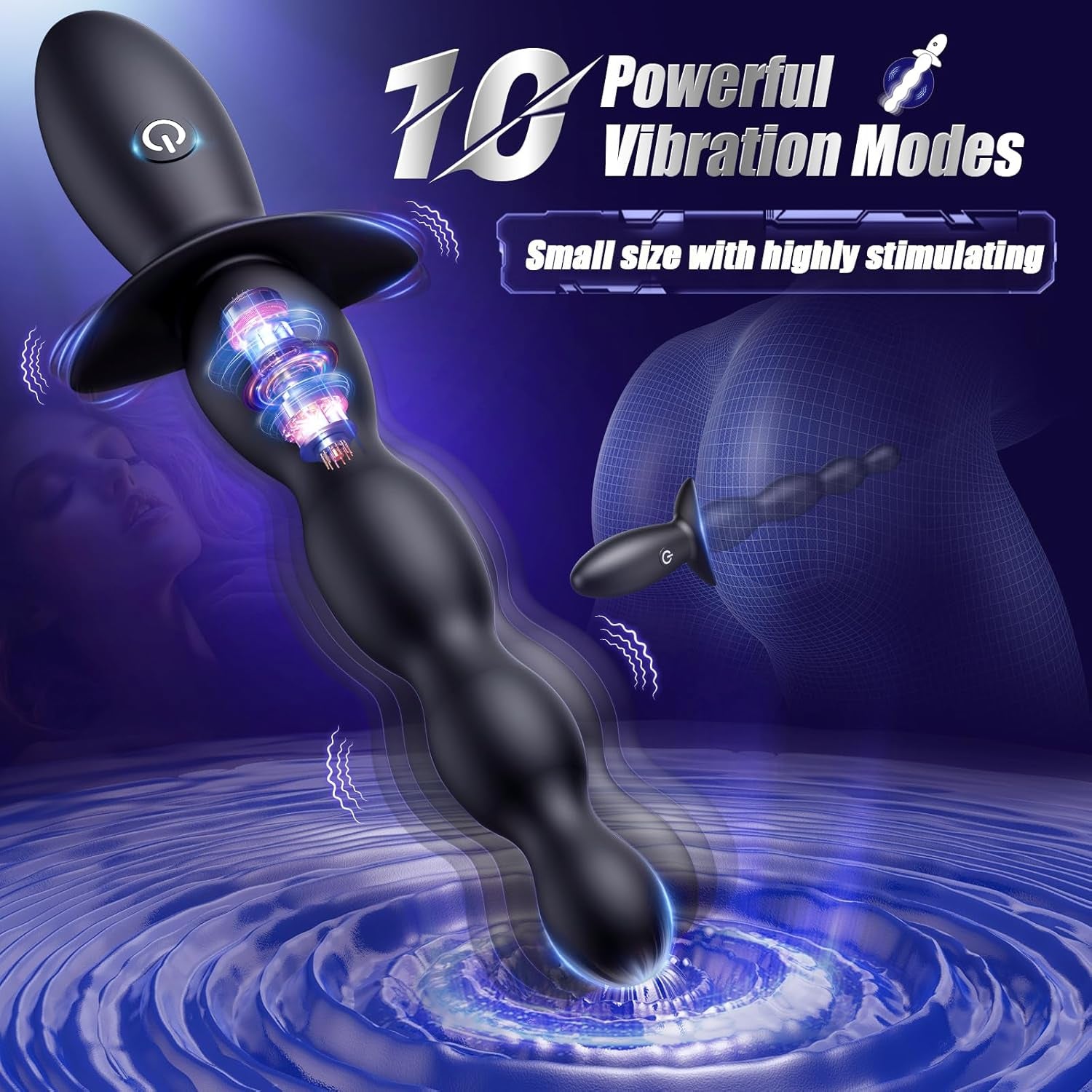 Anal Beads Prostate Massager - Anal Vibrator Beginner - Friendly 10 Vibrating Butt Plug with APP Control, Flexible Soft Silicone Anal Toys Male Sex Toys for Men Women Couples Waterproof - SinfulX - 