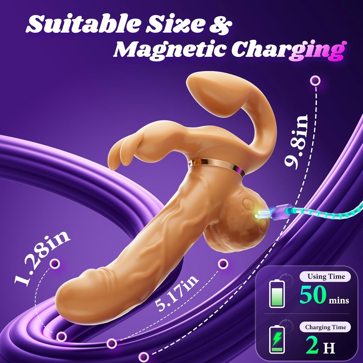 DualGlide Rabbit Strapless Strap On Thrusting Vibrator - SinfulX - Personal Care > Sexual Wellness > Strapless Strap - On