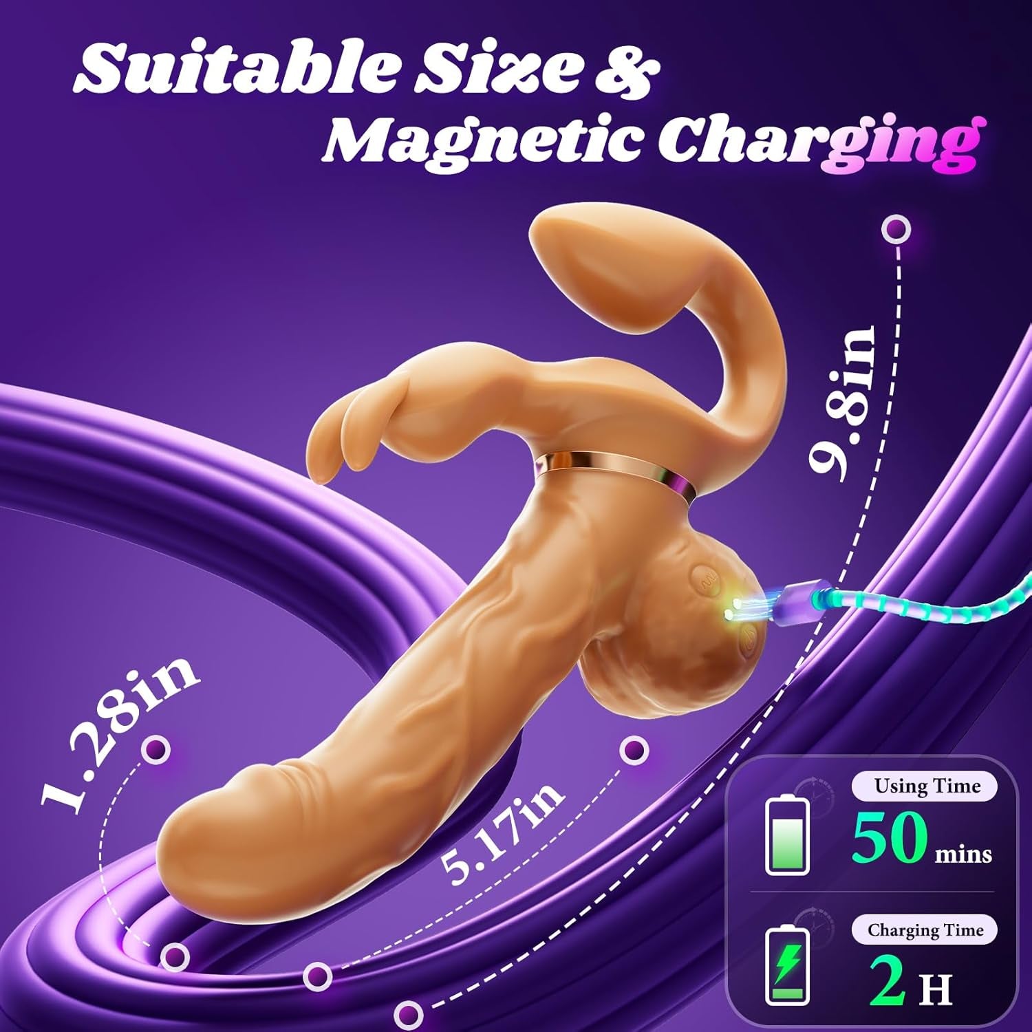 DualGlide Rabbit Strapless Strap On Thrusting Vibrator - SinfulX - Personal Care > Sexual Wellness > Strapless Strap - On