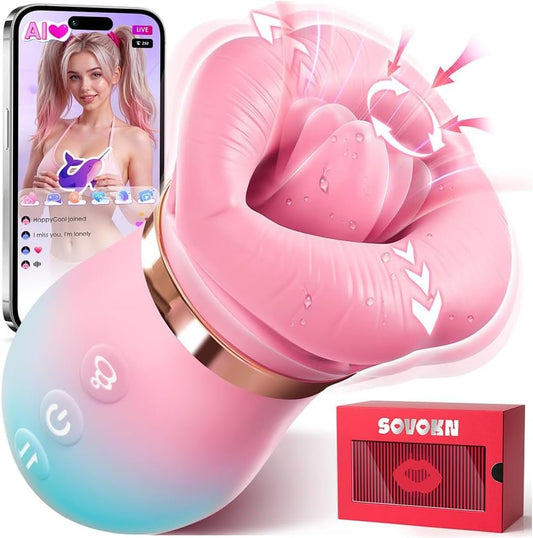 Vibrator Adult Sex Toys for Women - 5IN1 Mouth Sucking Vibrator Rose Sex Toy, 10 Tongue Licking, 3 Auto & 1 Manual Sucking Adult Toys New APP, Anal Clit Nipple Vibrators Female Couples Sex Toys - SinfulX - 