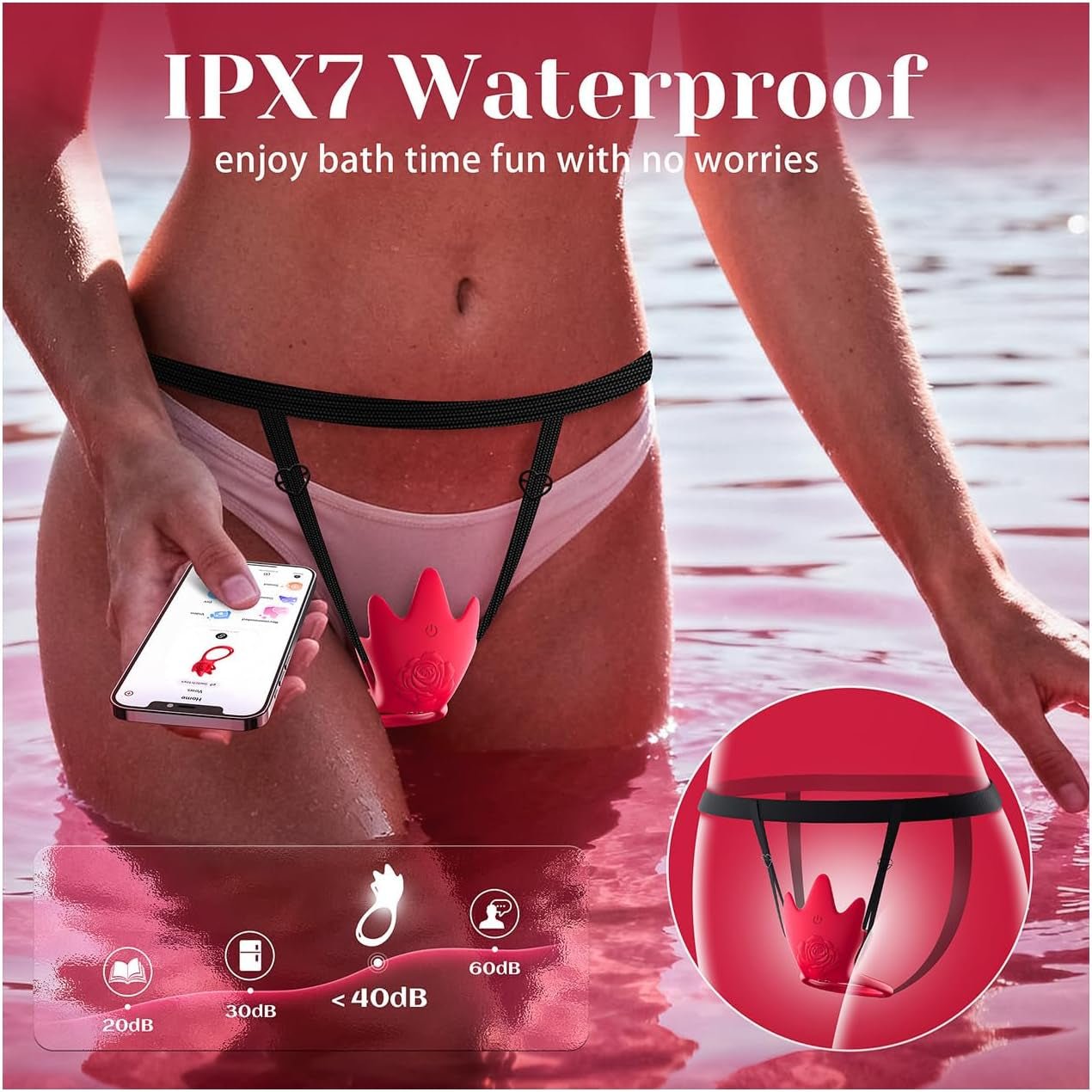 PetalDrive Rose Cock Ring Clit Stimulator App Control - SinfulX - Personal Care > Sexual Wellness > Couples Cock Ring