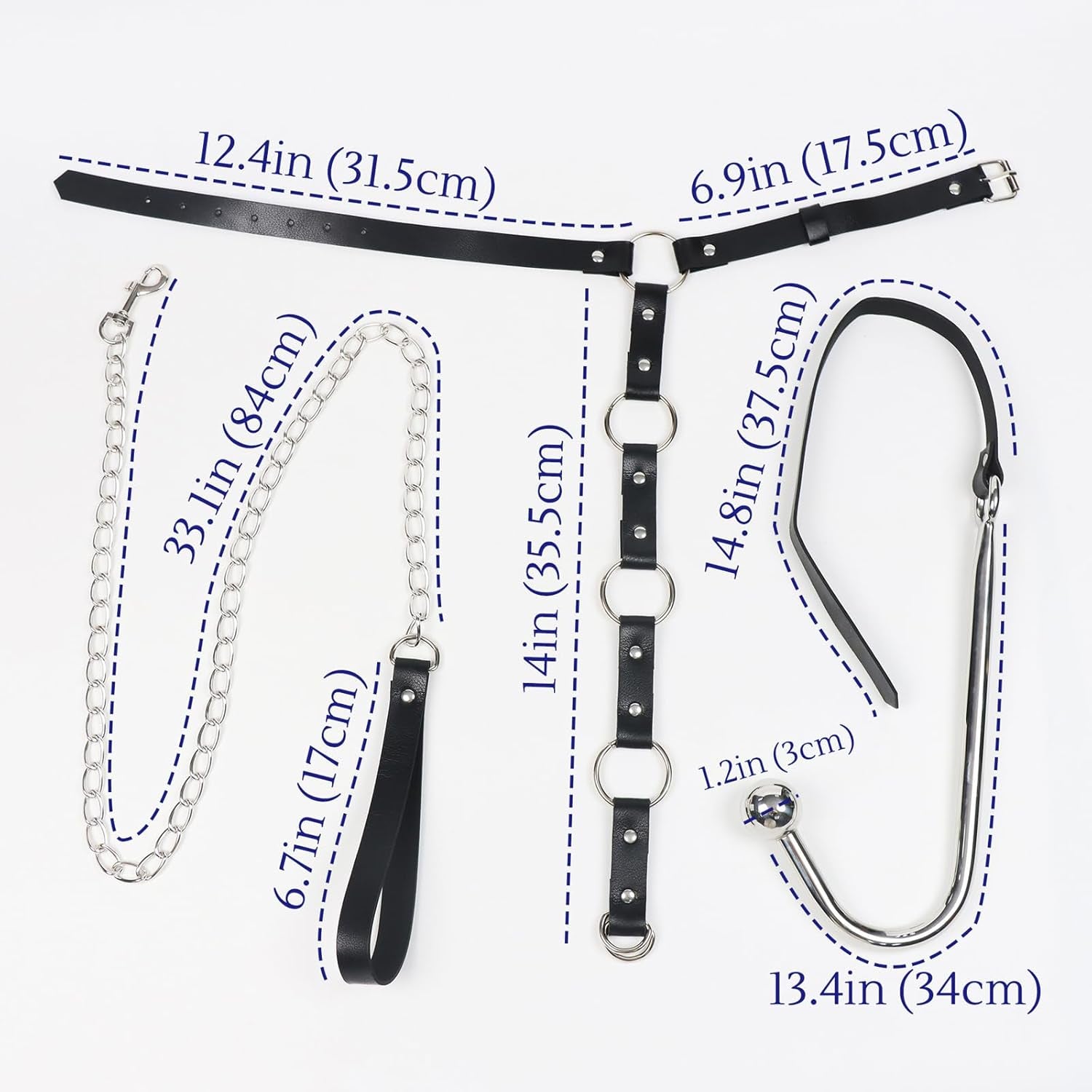 Anal Hook Harness Restraint Set with Collar, Anal Hook, Handcuffs & Towing Rope – Butt Plug Harness Kit for Couples Roleplay Christmas Party Bedroom Intimate Play Rave Games Night Club - SinfulX - 