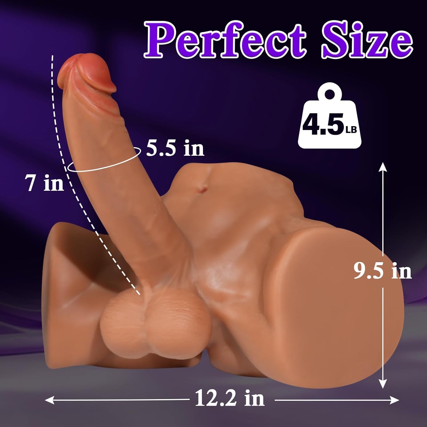 4.5LB Male Sex Doll with Realistic Dildo, Adult Torso Sex Dolls Huge Dildo for Female Masturbation, Anal Butt for Gay Sex Toys, Adult Sex Toy Unisex Masturbator Sex Doll for Gay Couple Women - SinfulX - 