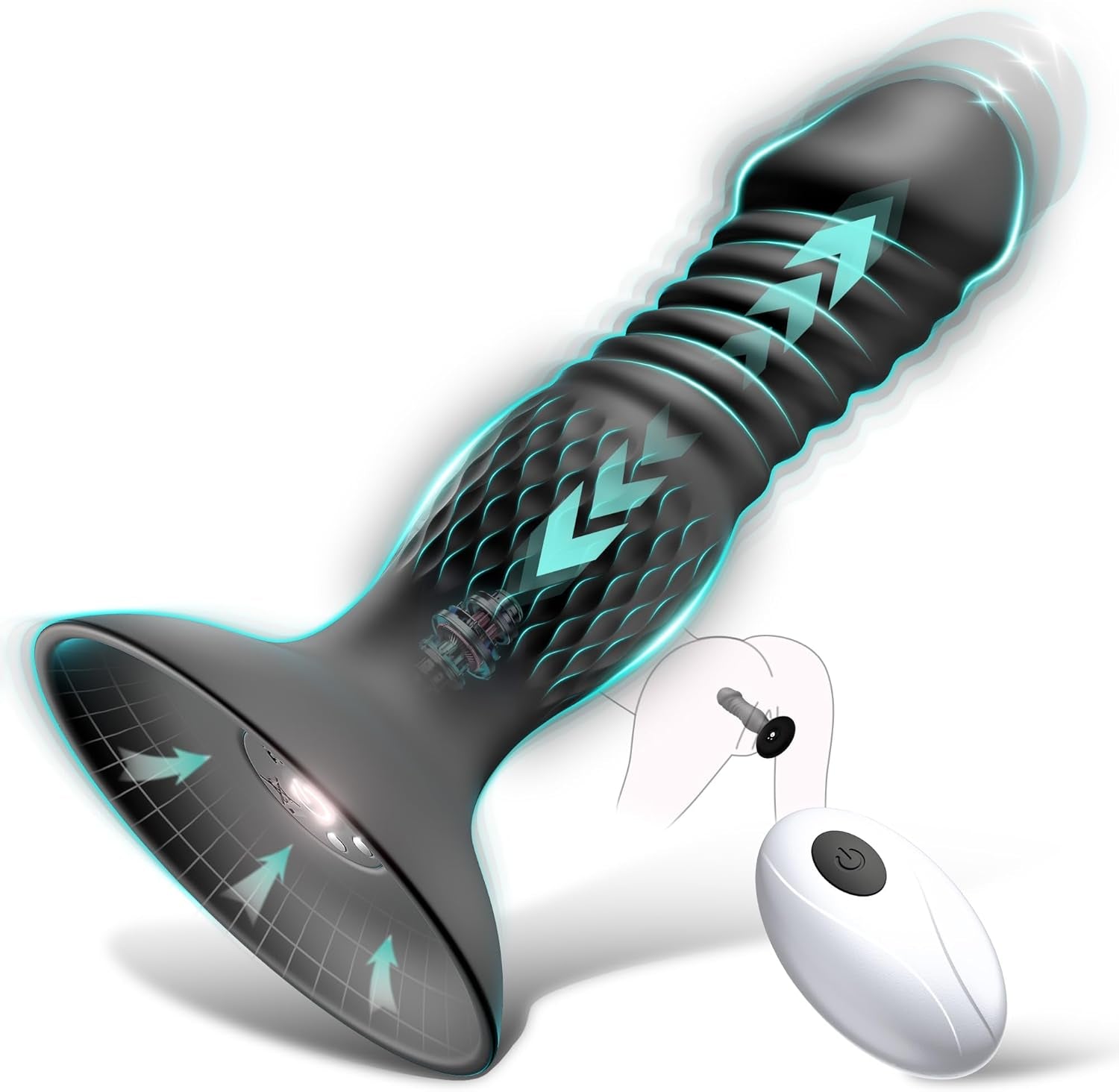 Thrusting Anal Plug Sex Toys for Men, Anal Toys Remote Control Butt Plug & G Spot Vibrator, Couple Sex Toys with 10 Vibrating and Thrusting Prostate Massager, Male Vibrator Adult Toys for Men - SinfulX - 