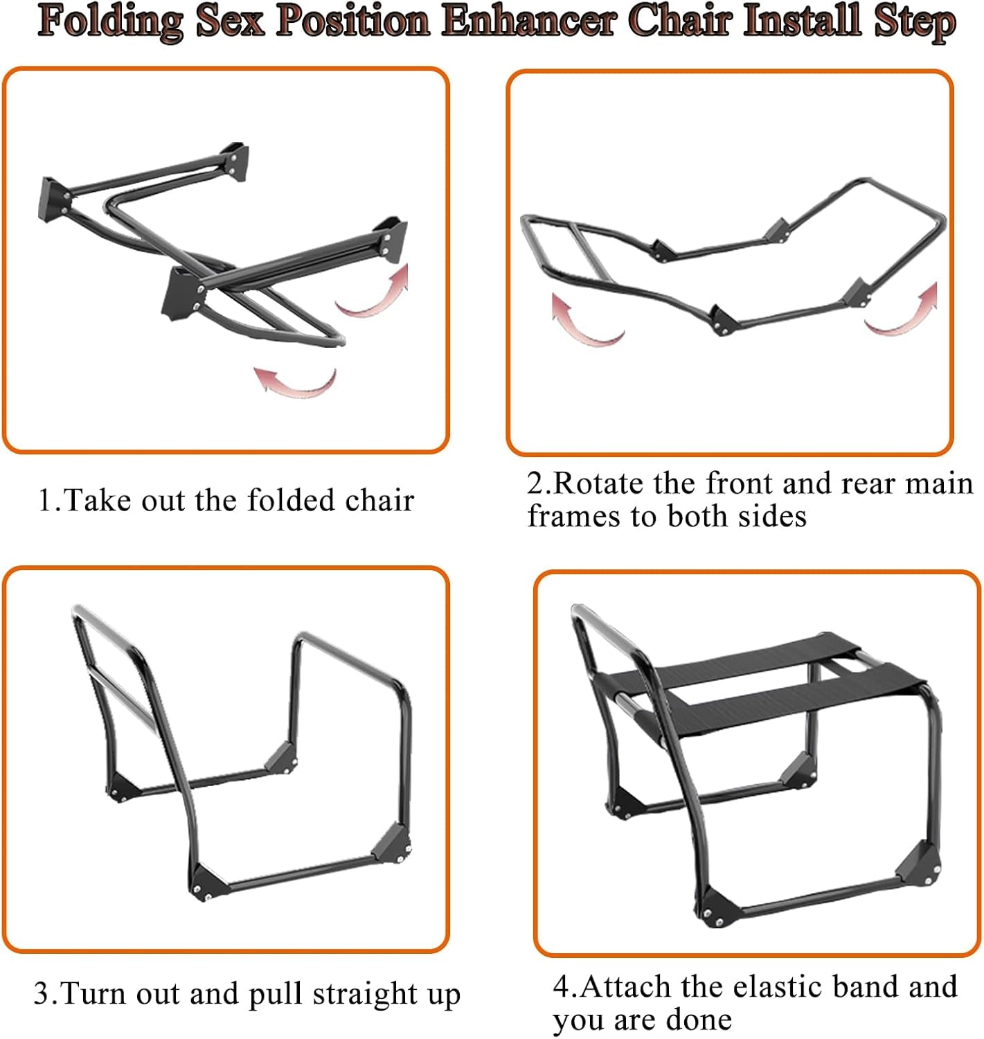 Folding Sex Chair, Sex Position Enhancer Chair,Large Size Position Aids Chair with Handrail Novelty Sex Toy Sex Games Portable Sex Bench for Couples Adult SM Games (Dark Black) - SinfulX - 