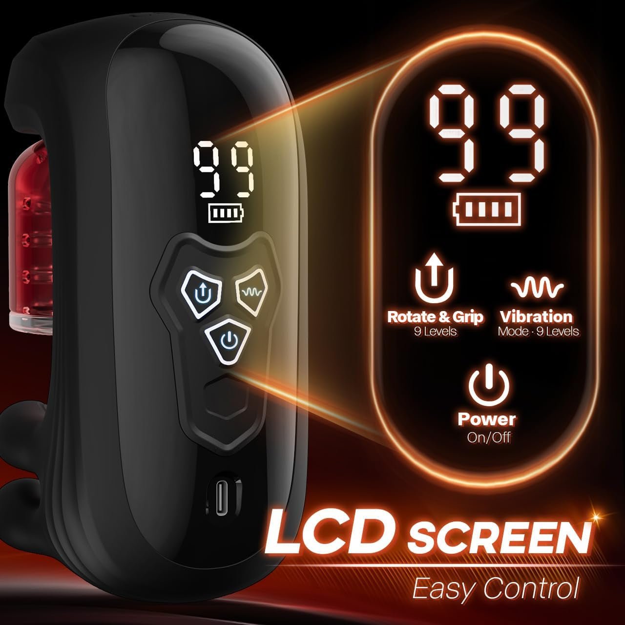 Male Masturbator Sex Toys for Men Penis Stroker - 360° Licking Glans Mens Vibrator with 9 Rotating & Clamping & Vibrating Modes, Penis Trainer Masturbators Blowjob Toy Adult Sex Toys for Men Couples - SinfulX - 
