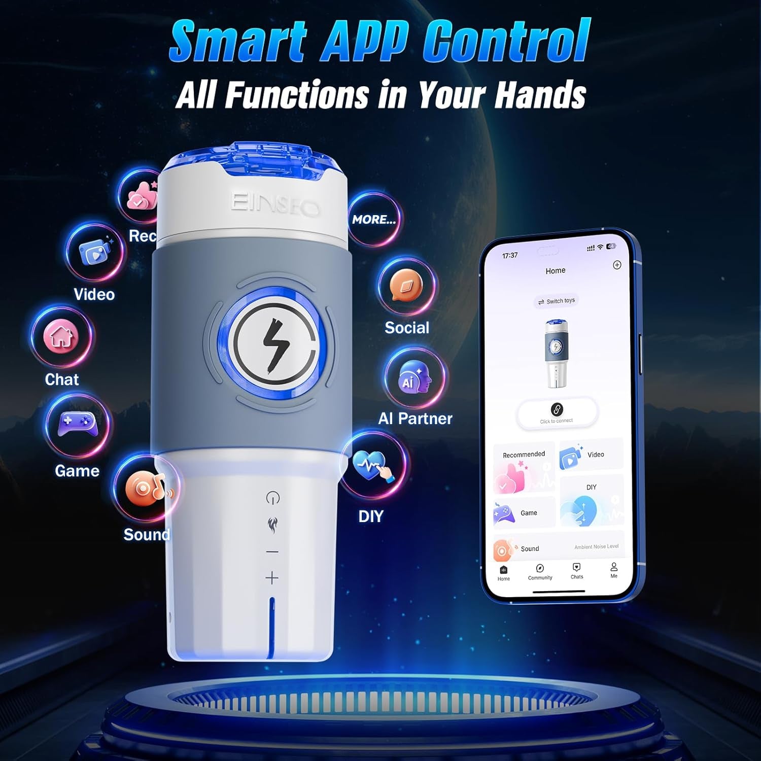 Male Masturbator Sex Toys for Men Penis Pump with APP Control – Thrusting Stroker with 360° Heating, 5 - Speed Smooth Motion Blowjob Men’S Sex Toy, Silent Brushless Motor, 3D Sleeve Erotic Massage Kits - SinfulX - 