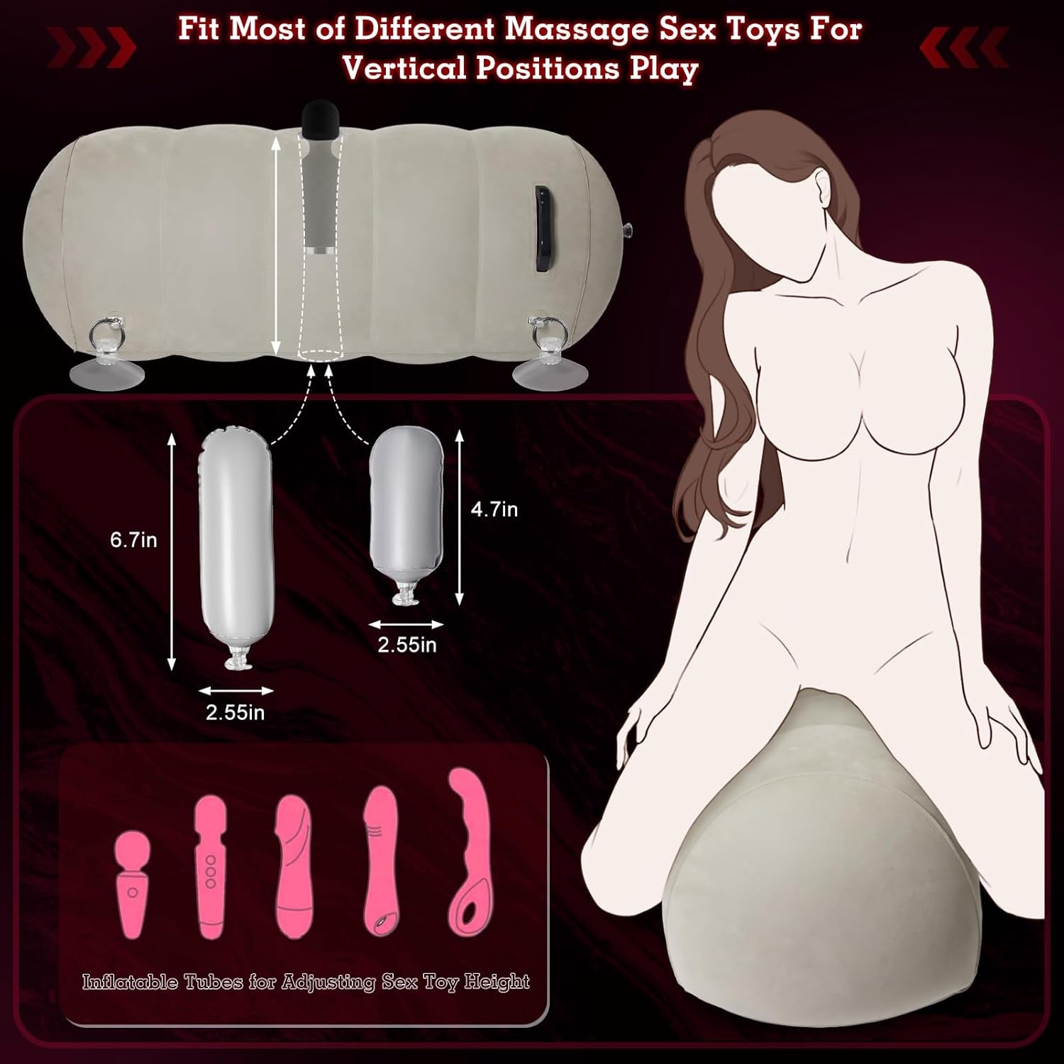 AirBond Inflatable BDSM Pillow with Restraints & Toy Mount - SinfulX - Personal Care > Sexual Wellness > Sex Pillow