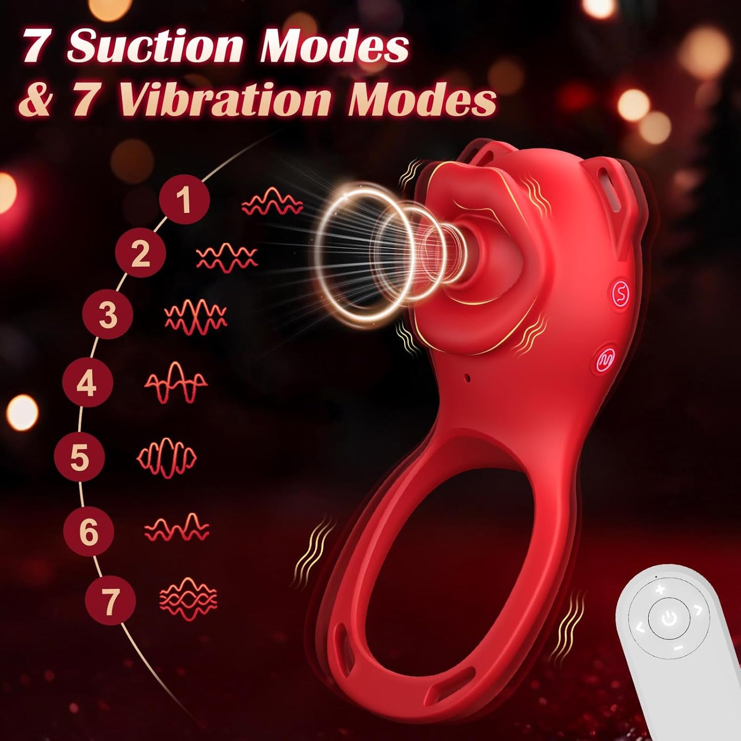 AeroPetal Clit Sucker Cock Ring App Remote 7 Modes Waterproof - SinfulX - Personal Care > Sexual Wellness > Couples Cock Ring