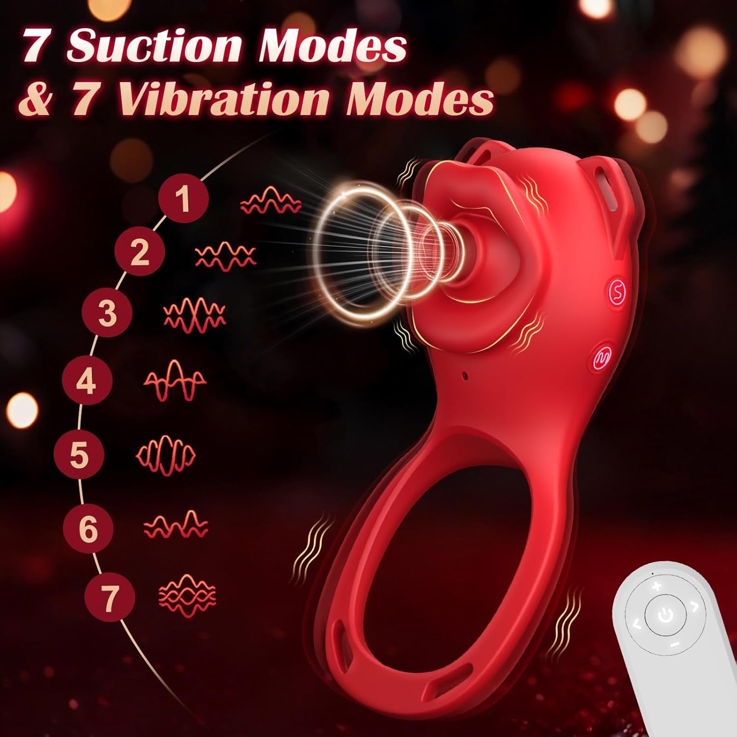 AeroPetal Clit Sucker Cock Ring App Remote 7 Modes Waterproof - SinfulX - Personal Care > Sexual Wellness > Couples Cock Ring