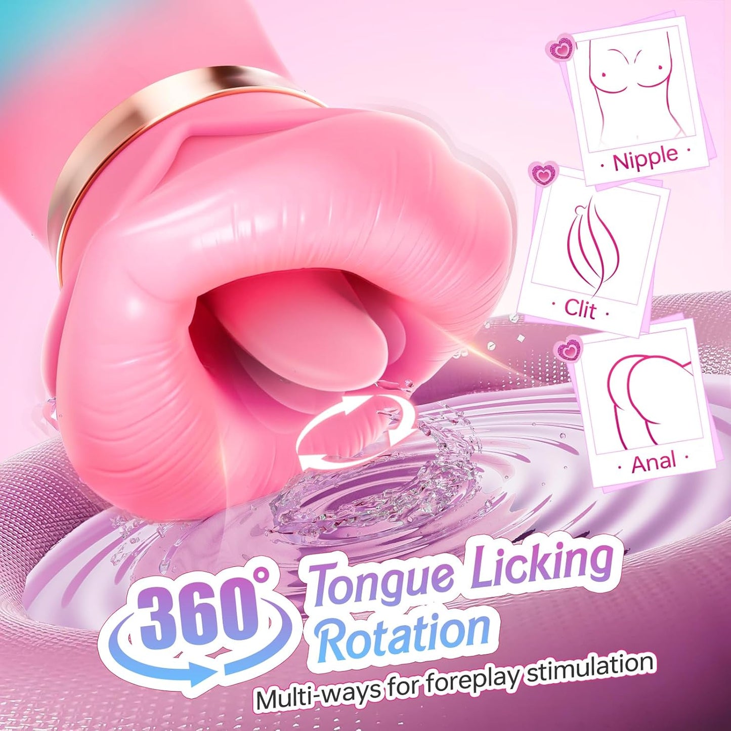 Vibrator Adult Sex Toys for Women - 5IN1 Mouth Sucking Vibrator Rose Sex Toy, 10 Tongue Licking, 3 Auto & 1 Manual Sucking Adult Toys New APP, Anal Clit Nipple Vibrators Female Couples Sex Toys - SinfulX - 