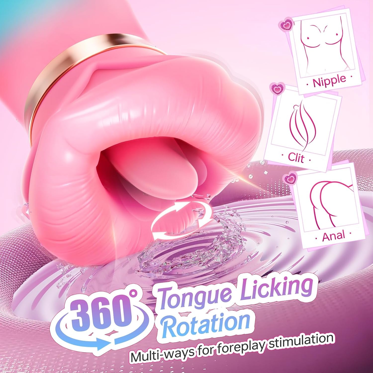 Vibrator Adult Sex Toys for Women - 5IN1 Mouth Sucking Vibrator Rose Sex Toy, 10 Tongue Licking, 3 Auto & 1 Manual Sucking Adult Toys New APP, Anal Clit Nipple Vibrators Female Couples Sex Toys - SinfulX - 