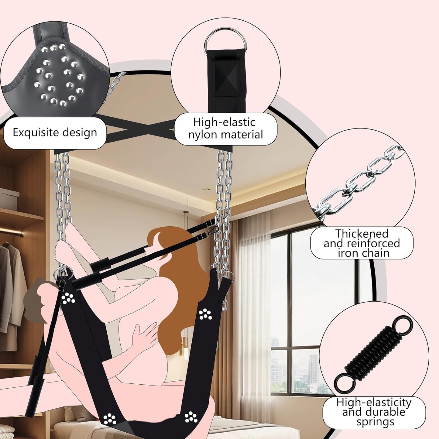 FloatEase Premium Heavy - Duty 360° Adjustable Sex Swing 800lb - SinfulX - 