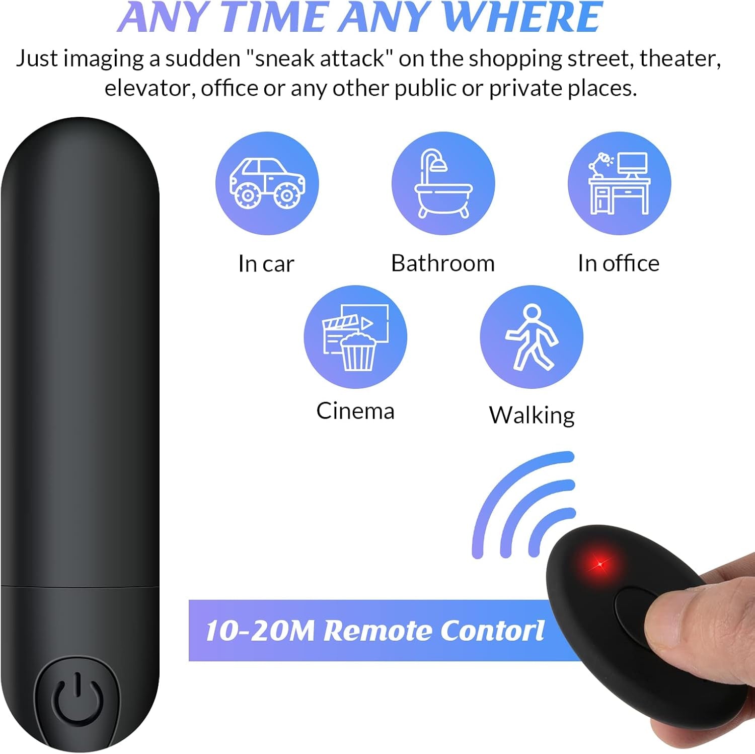 Vibrator Remote Control Vibrate Massager - 10 Speed for Travel USB Rechargeable Waterproof Vibrator Wand - Adult Toys for Women (Black)