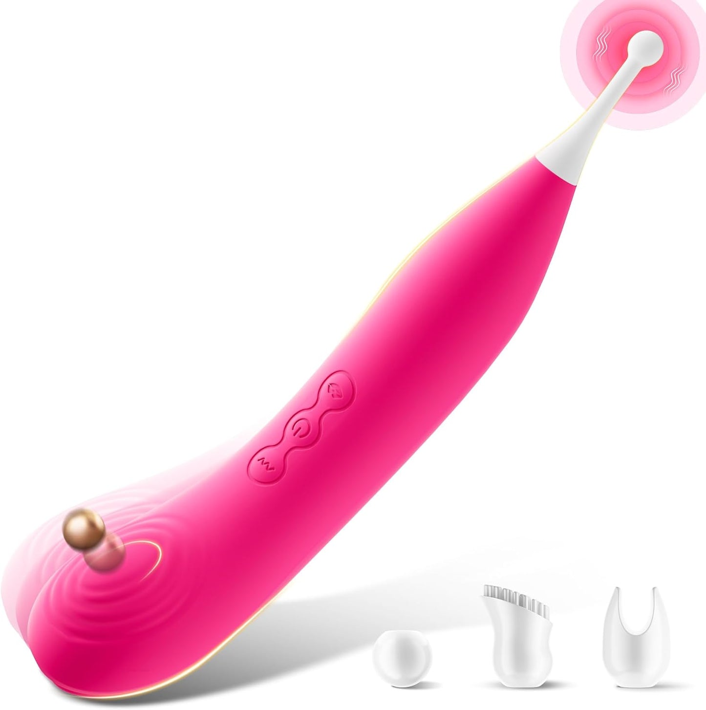Clitoral Vibrator Sex Toys for Women, 5 in 1 Pinpoint Squirting Vibrator Wand, Clit G-Spot Anal Stimulator with 7 Vibration & Slapping, High Frequency Vibe Personal Massager Wand 3 Silicone Heads