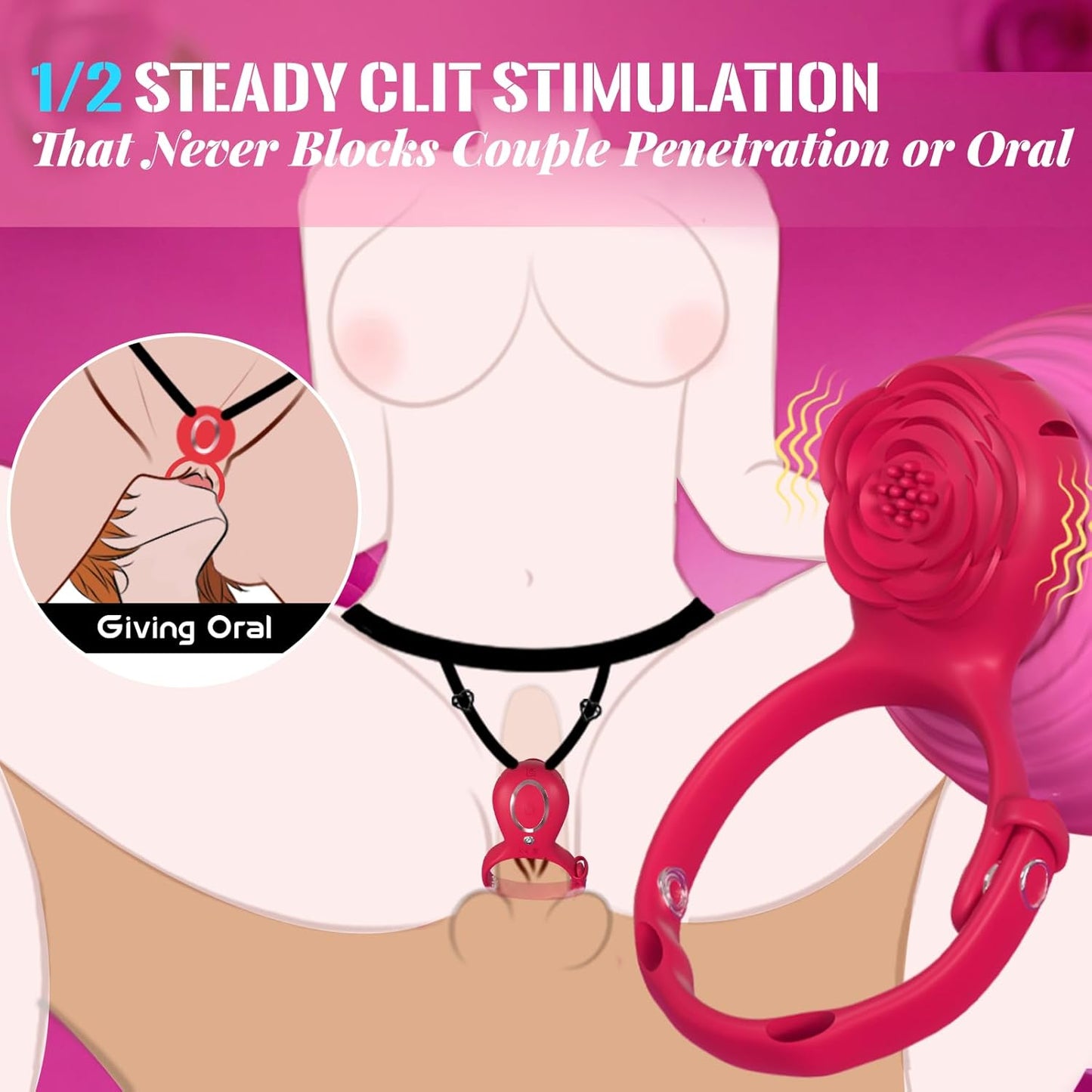 VersaBloom Adjustable Cock Ring Clit Stimulator App Control - SinfulX - Personal Care > Sexual Wellness > Couples Cock Ring