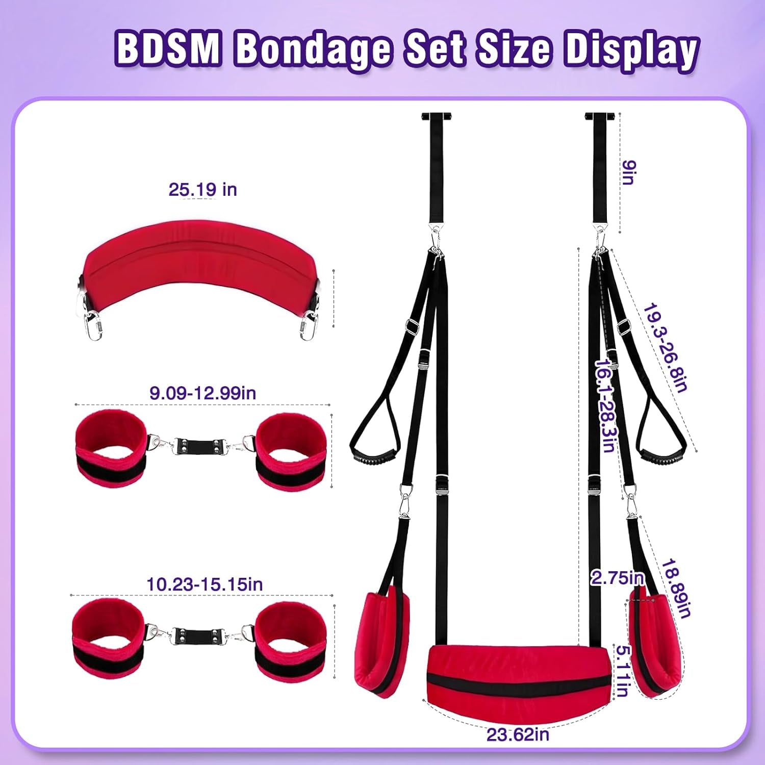 BondaraX BDSM Door Sex Swing Restraint Kit 300lb - SinfulX - Personal Care > Sexual Wellness > Sex Swing