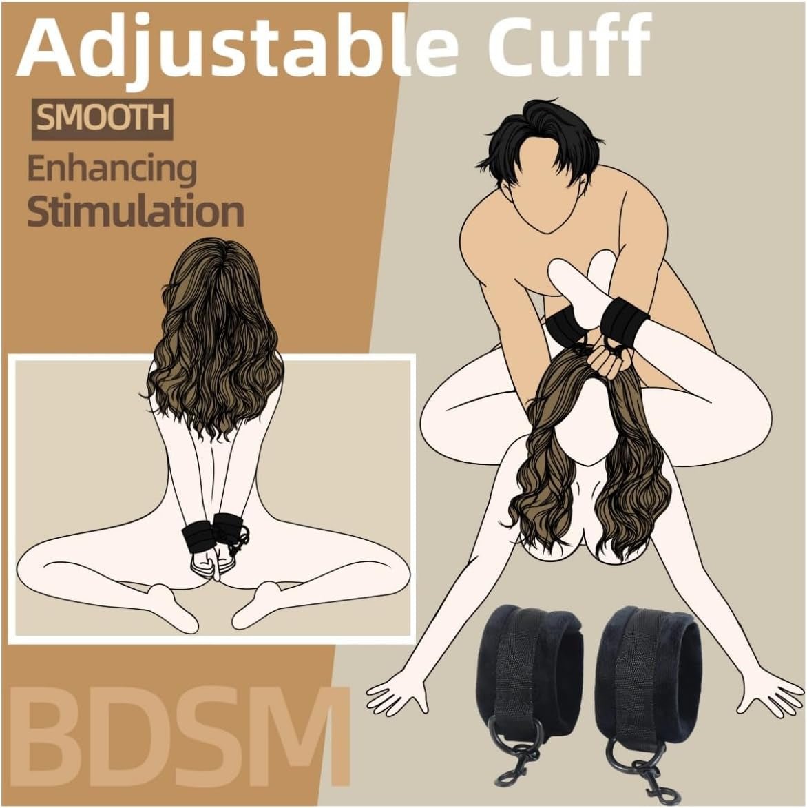 NoirBond Black Foam Positioning Wedge Pillow with Handcuffs - SinfulX - Personal Care > Sexual Wellness > Sex Pillow