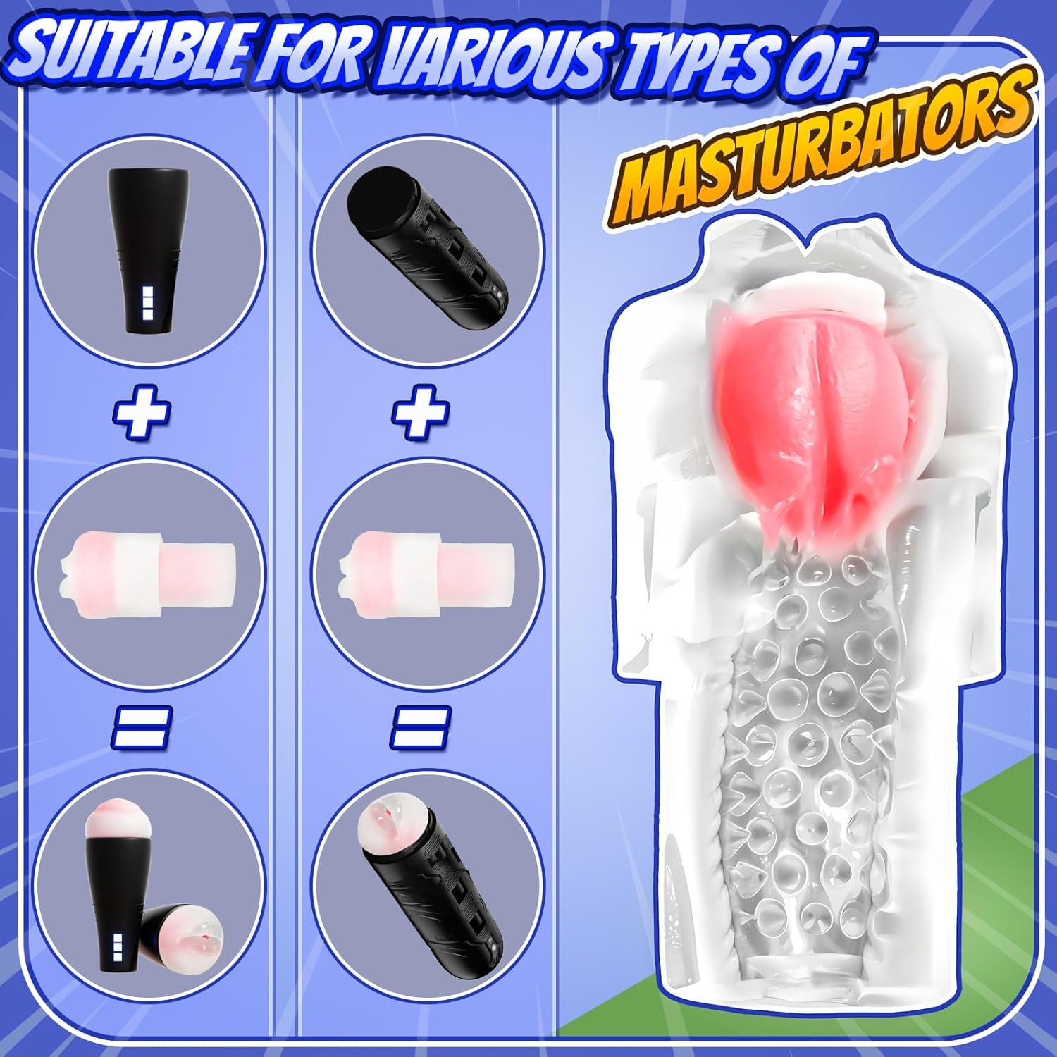 Pocket Pussy Sleeve Adapted to Any Penis Pump or Male Masturbator, Mouth Shaped, Adult Sex Toy, Washable and Portable, Clear (Red Tongue) - SinfulX - 