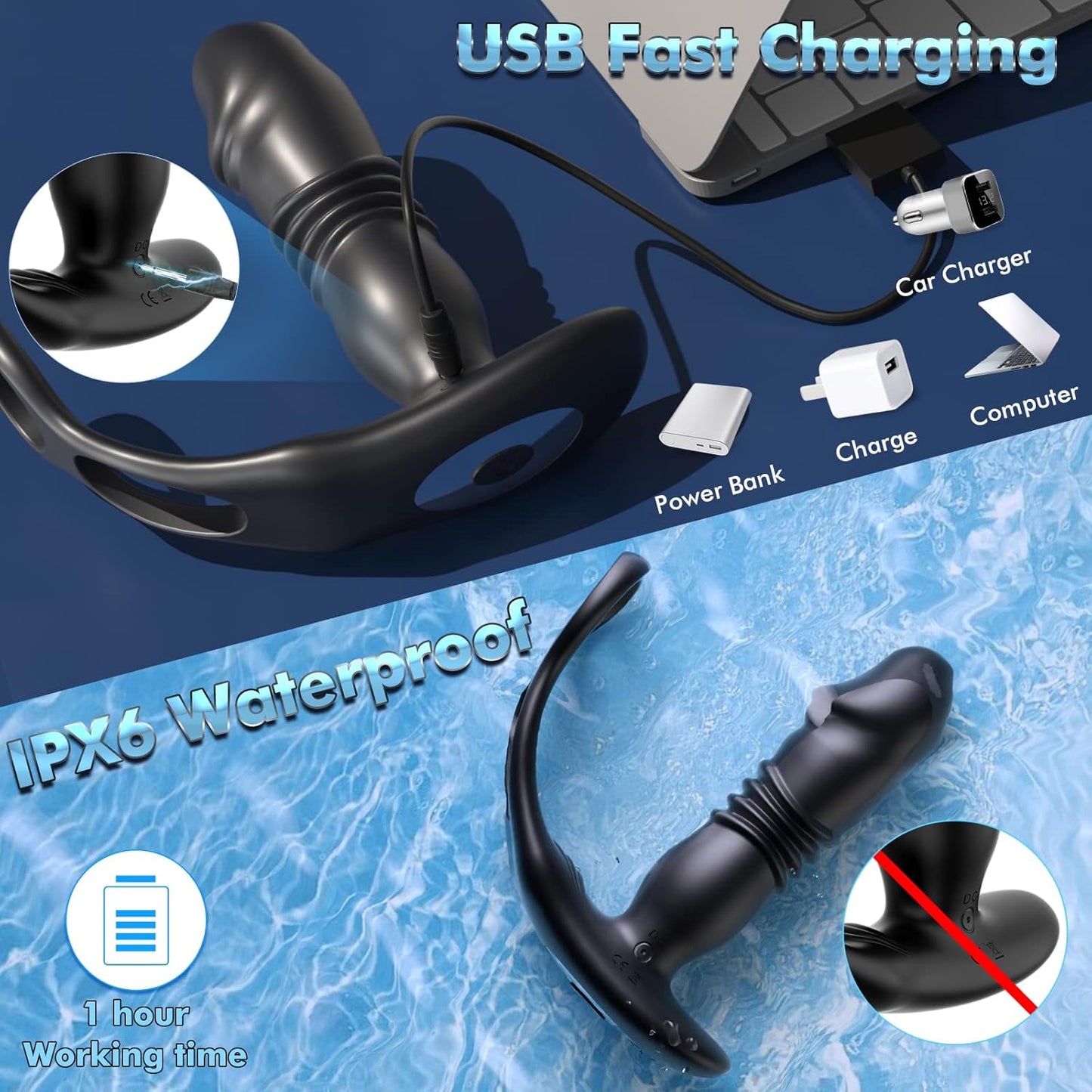 EnduroThrust App Control Thrusting Prostate Massager Cock Ring - SinfulX - Personal Care > Sexual Wellness > Prostate Massager Cock Ring